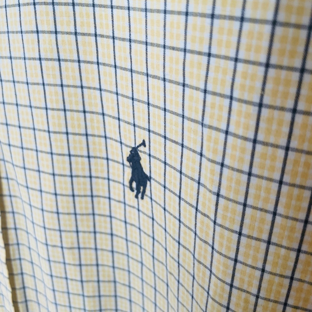 Ralph Lauren boys short sleeve cotton plaid button shirt XL yellow blue Easter - Picture 5 of 8